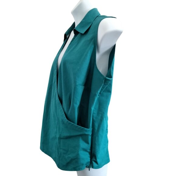 Worthington Woman  2X Blouse Stretch Sleeveless Collared Wrap Style Side Zipper - Picture 4 of 9
